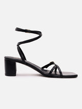 Women's Black Casual PU Ankle Strap