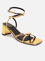 Women's Gold Casual PU Ankle Strap