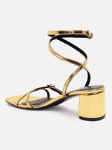Women's Gold Casual PU Ankle Strap
