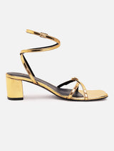 Women's Gold Casual PU Ankle Strap