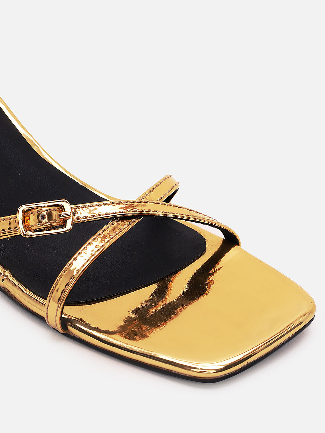 Women's Gold Casual PU Ankle Strap