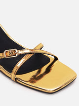 Women's Gold Casual PU Ankle Strap