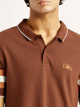 Mens Half Sleeves Brown Multi Slim Fit Polo Tshirt