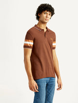 Mens Half Sleeves Brown Multi Slim Fit Polo Tshirt