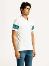 Mens Half Sleeves White Slim Fit Polo Tshirt