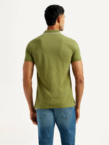 Men's Green Casual Pure Cotton Slim Fit Polo Tshirt