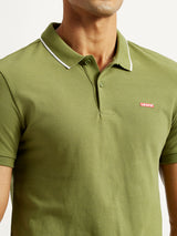 Men's Green Casual Pure Cotton Slim Fit Polo Tshirt