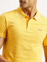 Men's Yellow Casual Pure Cotton Slim Fit Polo Tshirt