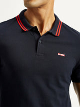 Men's Navy Casual Pure Cotton Slim Fit Polo Tshirt