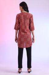 Women's Brown Geometric Printed Pure Cotton Straight Kurti
