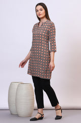 Women's Multicolor Floral Geometric Print Woven Straight Kurti