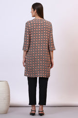 Women's Multicolor Floral Geometric Print Woven Straight Kurti