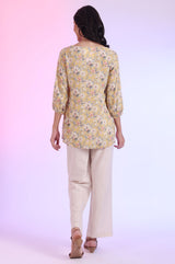 Women's Yellow Floral Printed Modal Straight Kurti