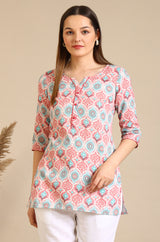 Women's Pink Abstract Printed Pure Cotton Straight Kurta