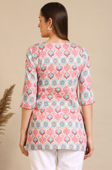 Women's Pink Abstract Printed Pure Cotton Straight Kurta