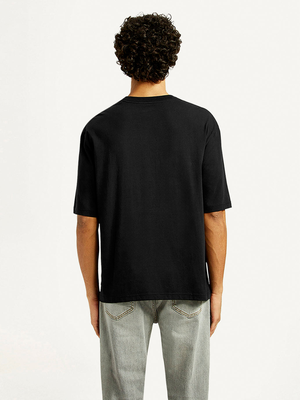 Mens Black Casual Oversized Fit Half Sleeves Tshirt