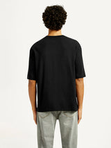 Mens Black Casual Oversized Fit Half Sleeves Tshirt