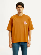 Mens Half Sleeves Brown Graphics Regular Fit Tshirt
