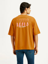 Mens Half Sleeves Brown Graphics Regular Fit Tshirt