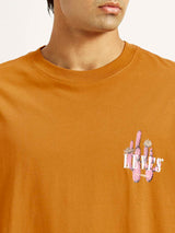 Mens Half Sleeves Brown Graphics Regular Fit Tshirt