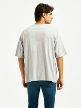 Mens Half Sleeves Grey Graphics Regular Fit Tshirt