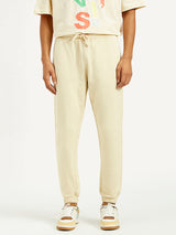 Mens Beige Knit Joggers Regular Fit