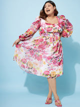 Women's White Casual Regular Fit Printed Full Sleeves Dress