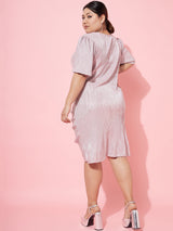 Women's Purple Casual Regular Fit Solid Half Sleeves Dress
