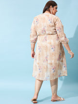 Women's Brown Casual Regular Fit Printed Full Sleeves Dress