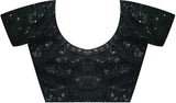 Women's Georgette Black Embellished Designer Saree with Blouse Piece