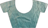 Women's Paper Silk Blue Embellished Designer Saree with Blouse Piece