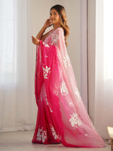 Women's Pink Festive Saree