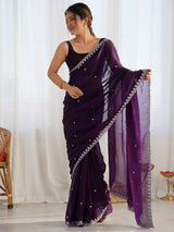 Women's Paper Silk Pink Embellished Designer Saree with Blouse Piece