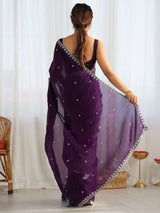 Women's Paper Silk Pink Embellished Designer Saree with Blouse Piece