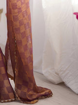 Women's Chiffon Purple Embellished Designer Saree With Blouse Piece