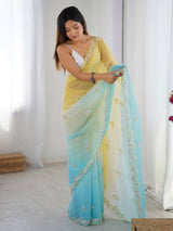 Women's Yellow Festive Saree