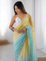 Women's Yellow Festive Saree
