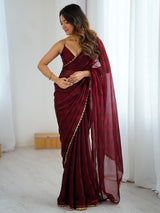 Women's Burgundy Festive Saree