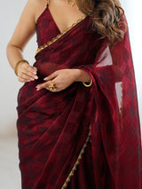 Women's Burgundy Festive Saree