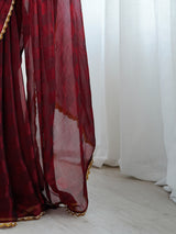 Women's Burgundy Festive Saree