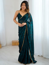 Women's Teal blue Festive Saree