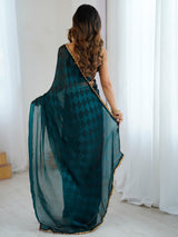 Women's Teal blue Festive Saree