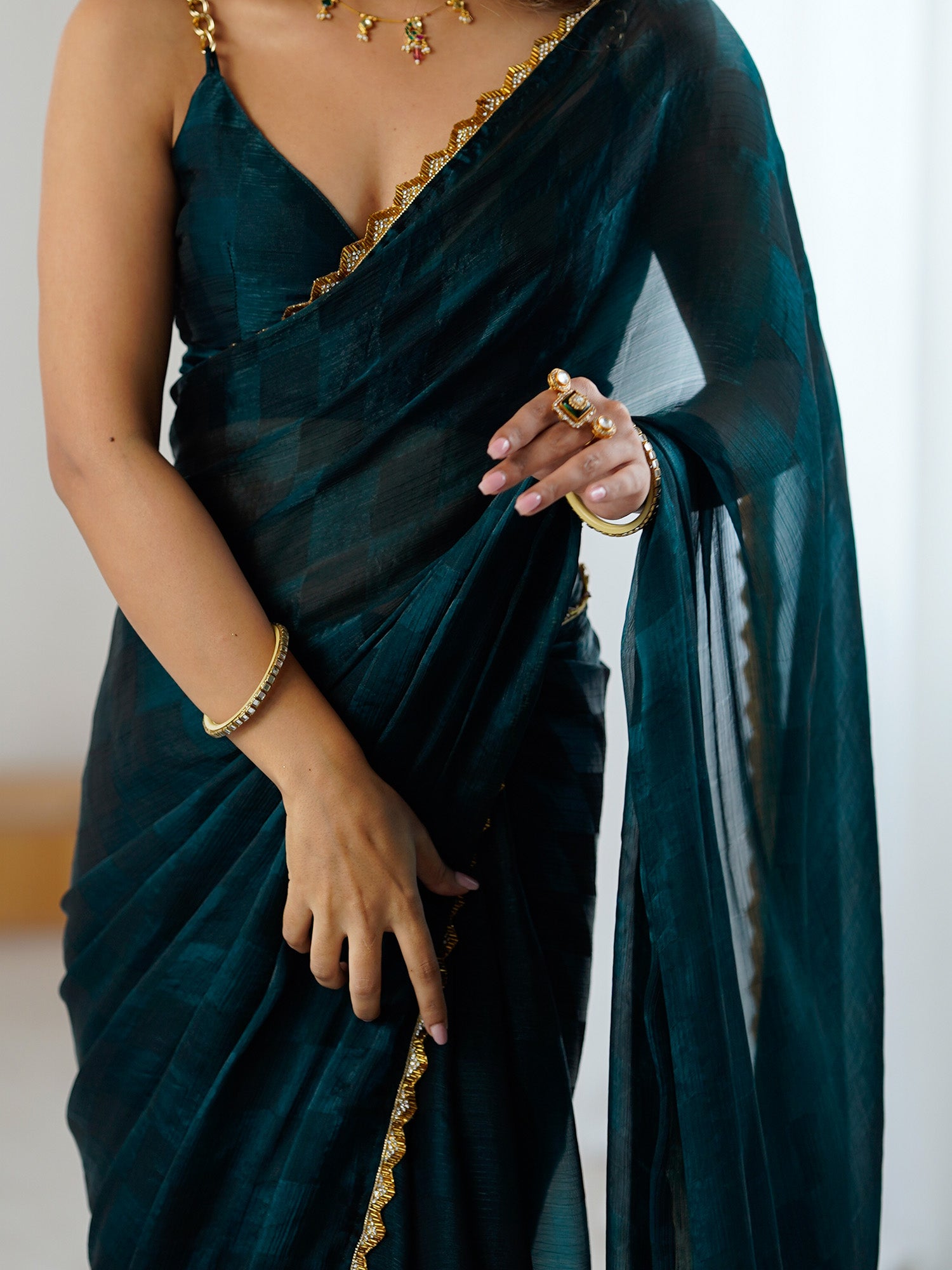 Women's Teal blue Festive Saree