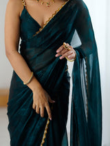 Women's Teal blue Festive Saree
