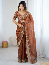 Women's Brown Festive Saree