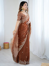 Women's Brown Festive Saree