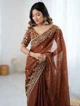 Women's Brown Festive Saree