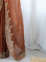 Women's Brown Festive Saree