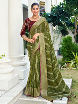 Women's Olive Festive Saree