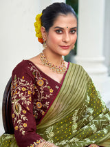 Women's Olive Festive Saree